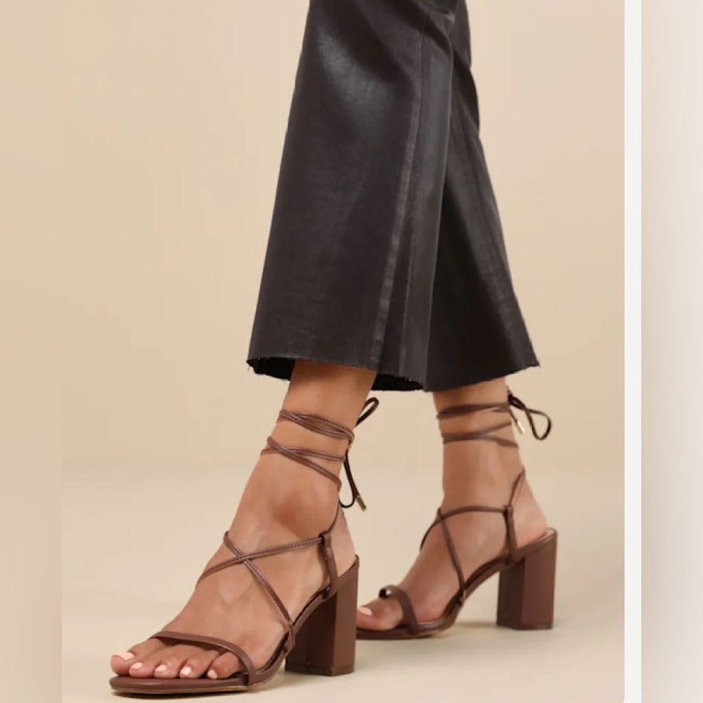 Lulus Aribaa Brown Lace-Up High Heel Sandals
